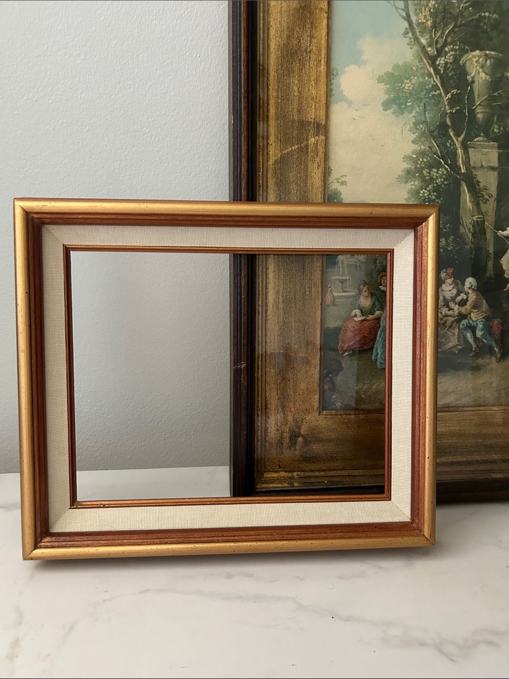 Vintage Gold and Cream Wall Mirror Frame with Copper Accents